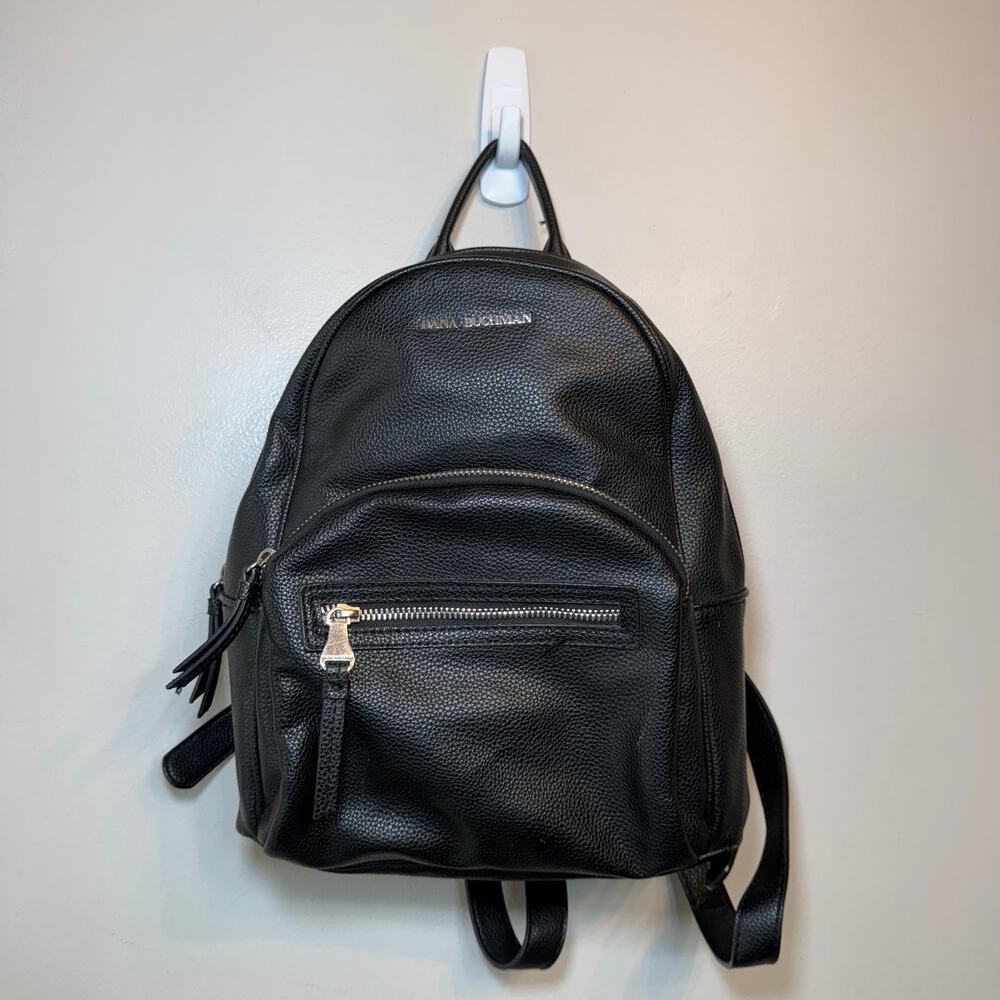 Dana Buchman Women's Black Faux Leather Backpack Bag Purse